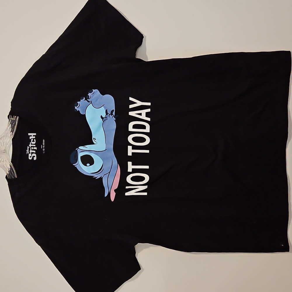 Disney Stitch black short sleeve graphic tee shirt NOT TODAY Lg.unisex Hawai'i
